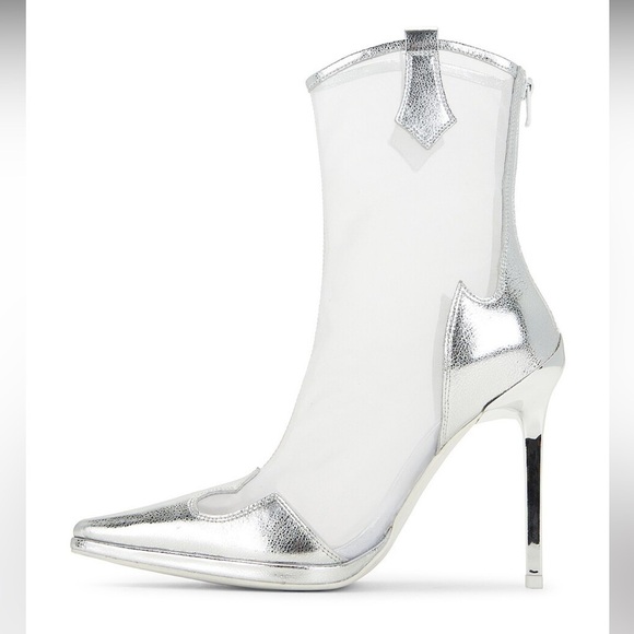 Jeffrey Campbell | Get-rowdy Heeled Bootie in Silver Mesh Size 6 - Picture 12 of 12